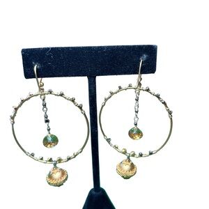 Gold Hoop Earrings with Silver Accents